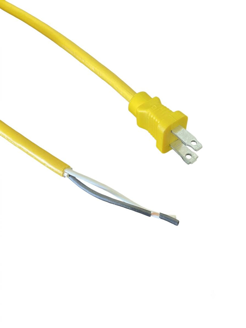 50FT Nema 1-15P Polarized to ROJ 2.5IN Strip 3/8IN Yellow Power Cord 18/2 SJTOW NA 10A 125V