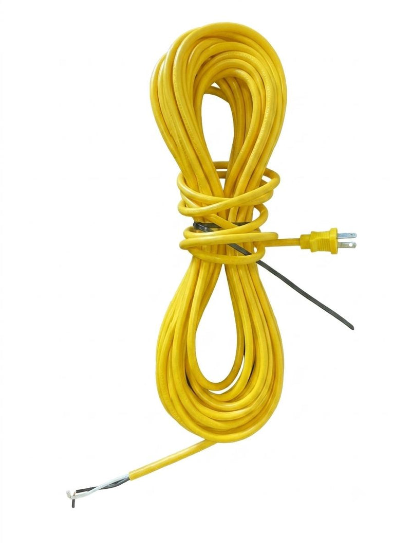 50FT Nema 1-15P Polarized to ROJ 2.5IN Strip 3/8IN Yellow Power Cord 18/2 SJTOW NA 10A 125V