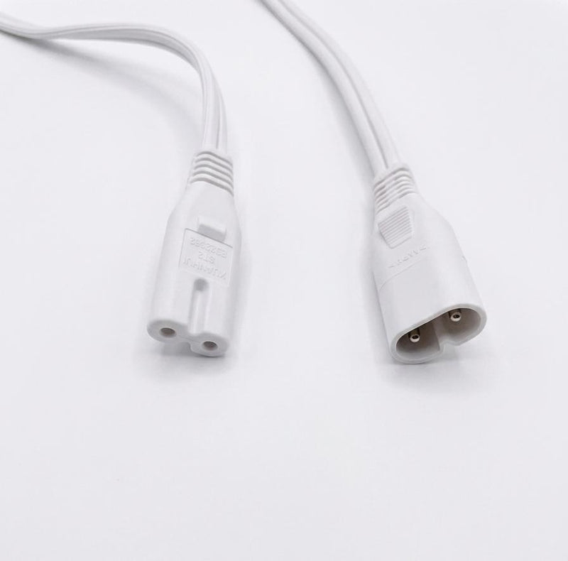 2Ft 9In IEC 320 C-8 to 2 IEC 320 C-7 White Computer Power Cord 18/2 SPT-2 10A 125V