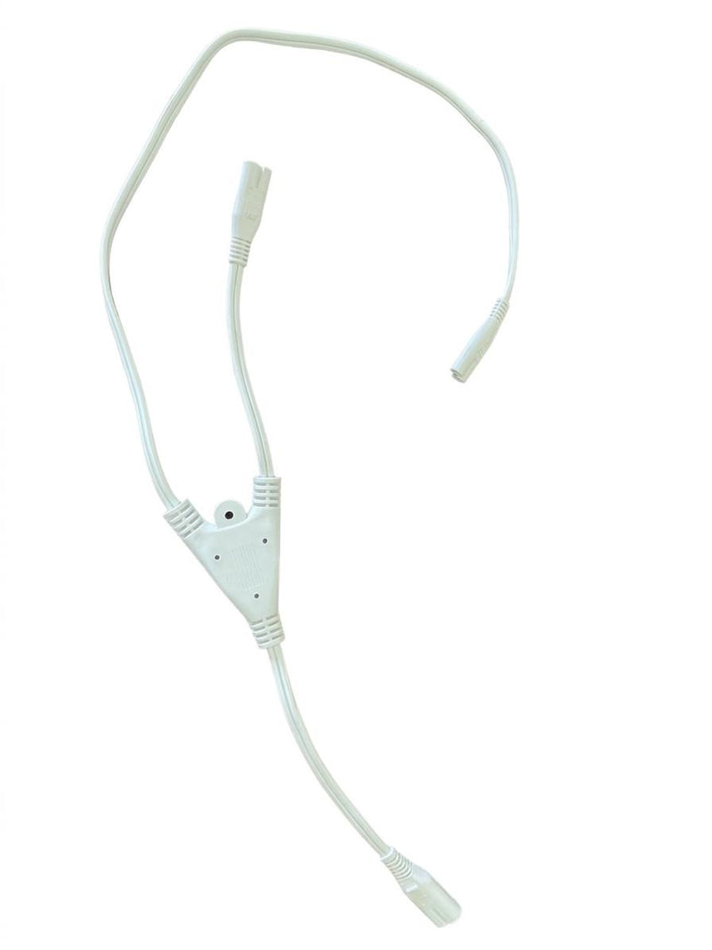 2Ft 9In IEC 320 C-8 to 2 IEC 320 C-7 White Computer Power Cord 18/2 SPT-2 10A 125V