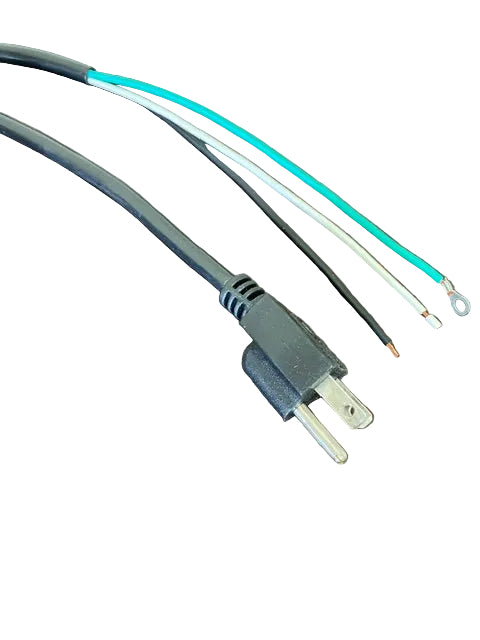 5FT 11In Nema 5-15P to ROJ 7IN  3/16IN Strip and  #8 Ring Black Power Cord 18/3 SVT NA