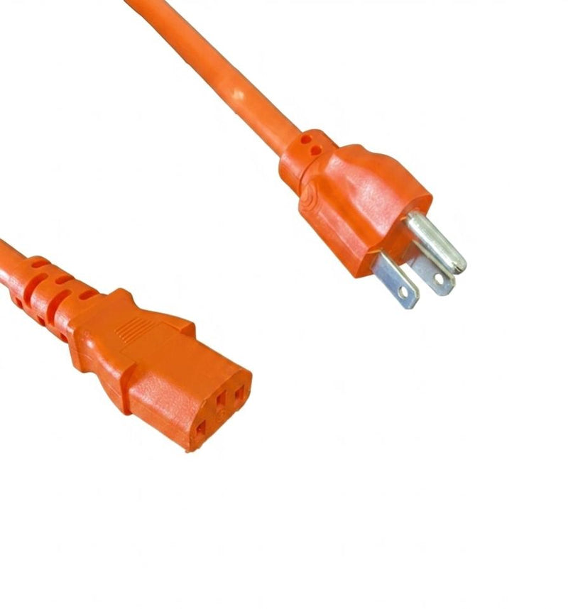 2FT 8IN Nema 5-15P to IEC 320 C-13 16/3 SJTW Orange Computer power cord.