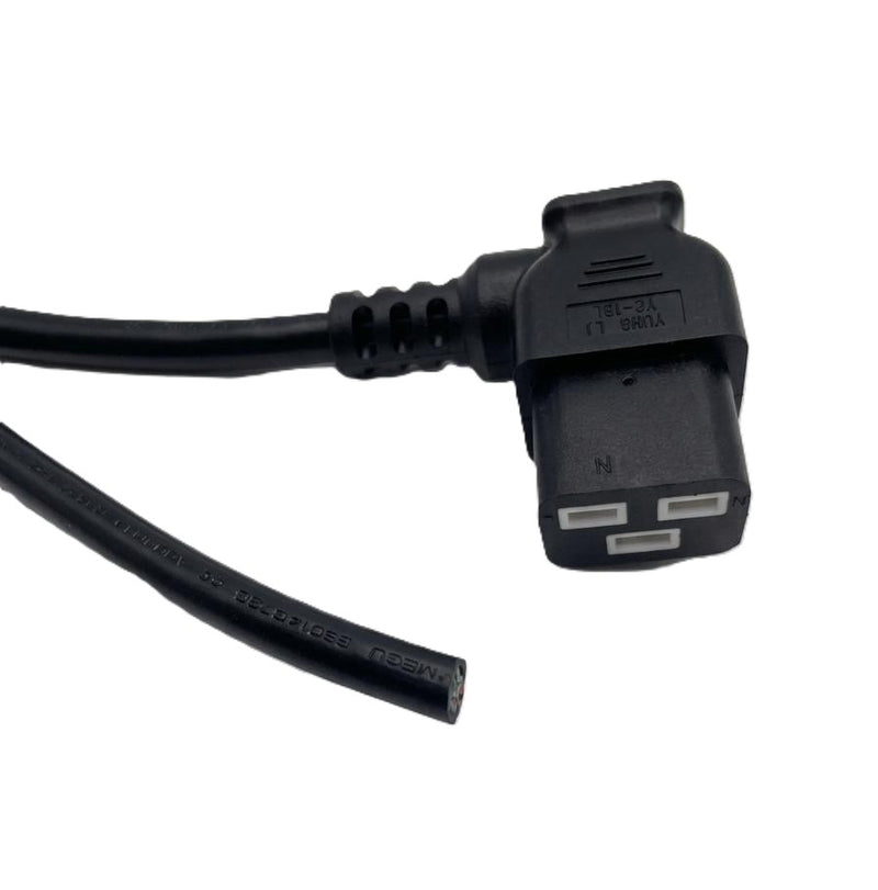 4FT 6IN Blunt Cut to IEC-320 C-19 Left Angle Computer Power Cord HO5VVF3G1.5