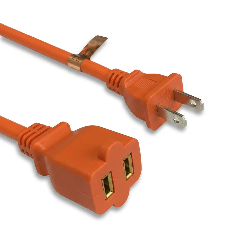 100FT NEMA 1-15P to NEMA 1-15R Orange Extension Cord 16/2 SJTW NA