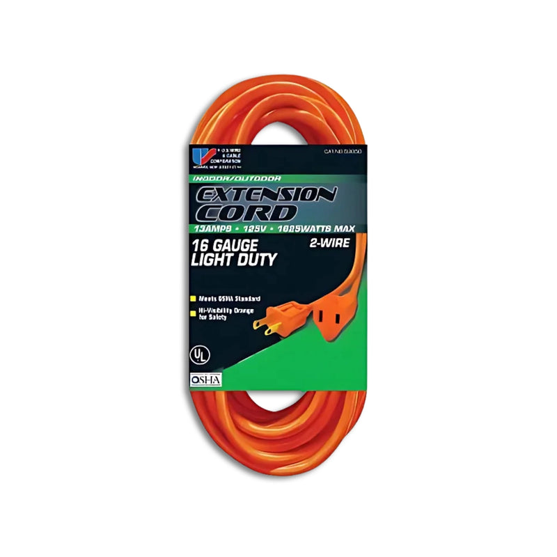 100FT NEMA 1-15P to NEMA 1-15R Orange Extension Cord 16/2 SJTW NA
