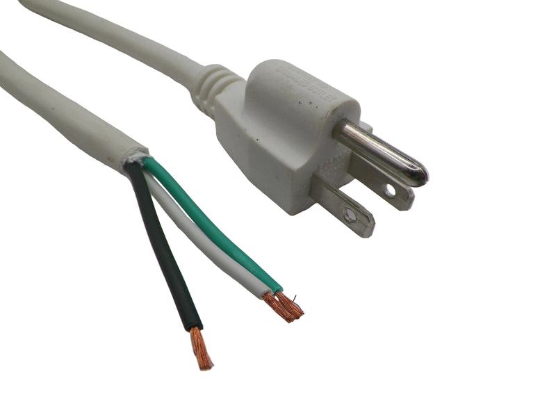8FT Nema 5-15P to ROJ 2IN Strip 5/8IN White Power Cord 18/3 SJTW NA