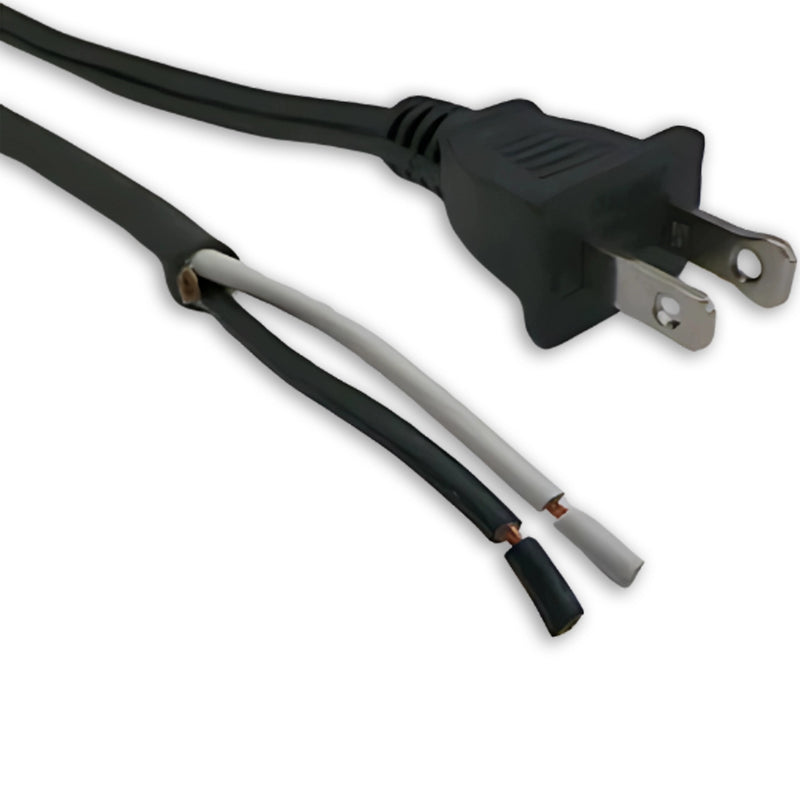 10FT Nema 1-15P to ROJ 8IN Strip 5/8IN Polarized Power Cord 18/2 SJTW NA