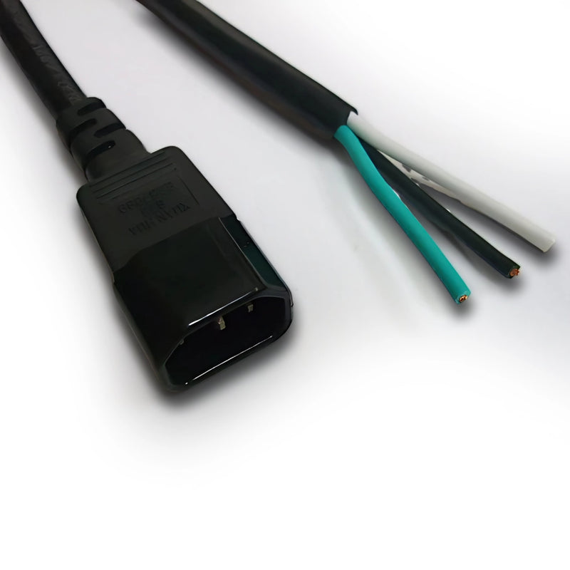 10FT IEC-320 C-14 to ROJ 2" Computer Power Cord 14/3 SJTW NA