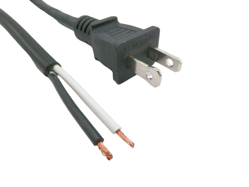 8ft  NEMA 1-15P TO ROJ 2" & Strip/Tin 1/2" Power Cord 18/2 SPT-1
