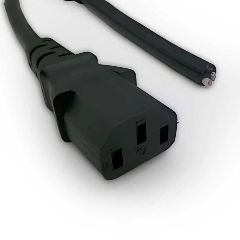 2FT 10IN Blunt Cut to IEC-320 C-13 Computer Power Cord 18/3 SJTW NA 10A 125V 105C