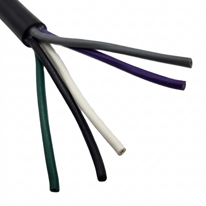 18/5 SJTOW Black 105C 10Amp 300V NA PVC Thermoplastic Bulk Wire ( Conductors Blk, Wht, Grn, Gray, Purple)