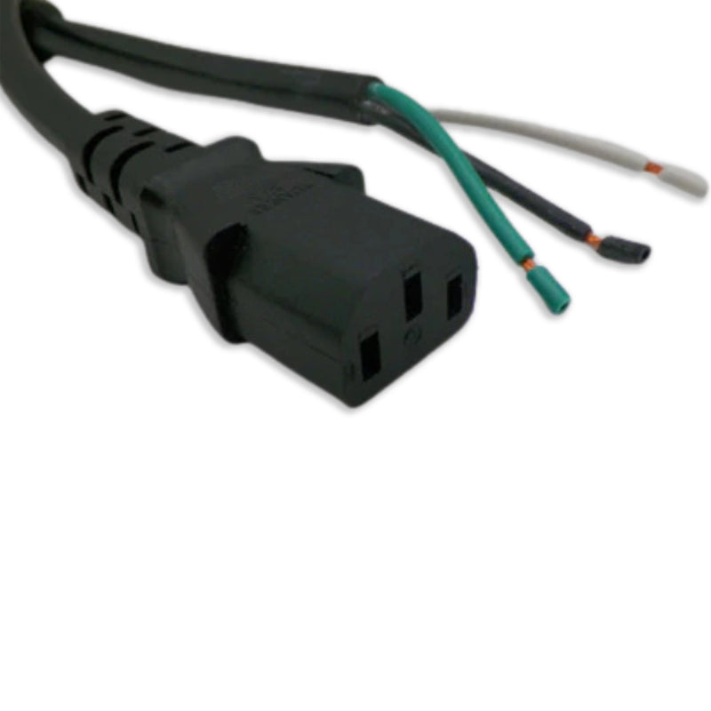 1FT 10IN ROJ and Strip TO C-13 Black computer power cord 16/3 SJTOW 13A 125V 105C