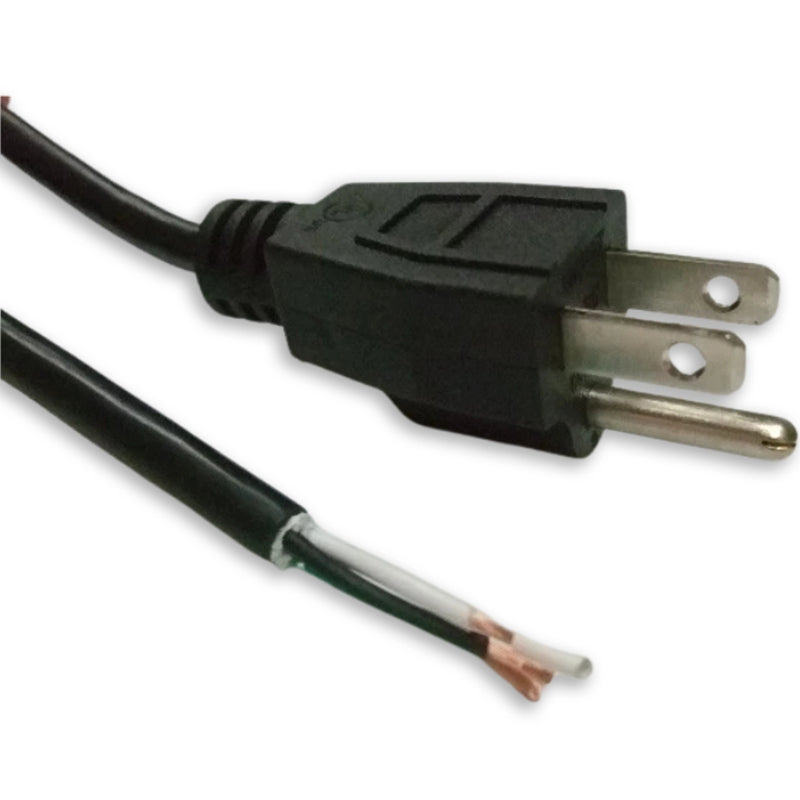 1FT 1IN NEMA 5-15P to ROJ 2IN Strip 1/4IN Black Power Cord 18/3 SVT NA 10A 125V 105C