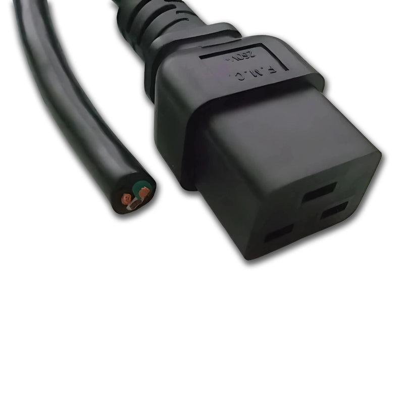1FT 2IN Blunt Cut to IEC-320 C-19 Computer Power Cord 14/3 SJTW NA
