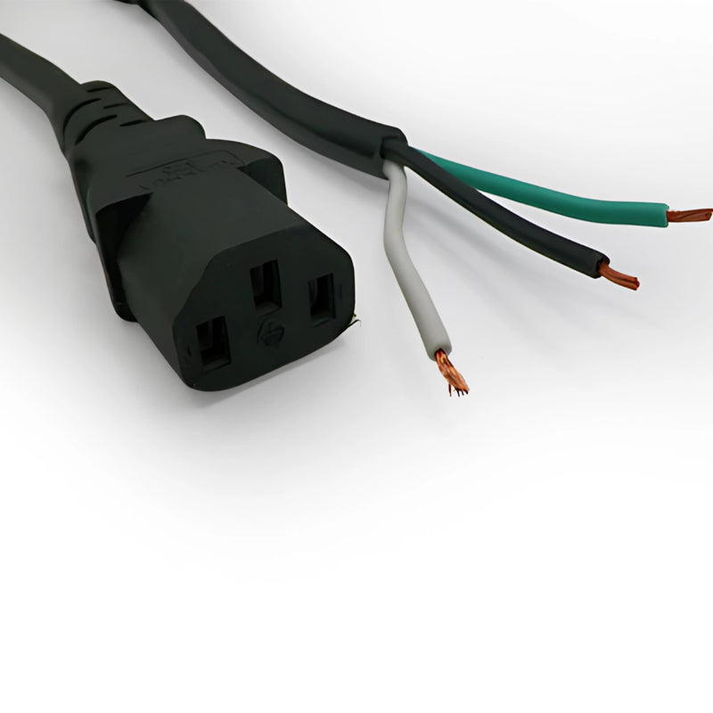 1FT 6IN ROJ 2" Strip 1/4" to IEC-320 C-13 Computer Power Cord 18/3 SJTW NA