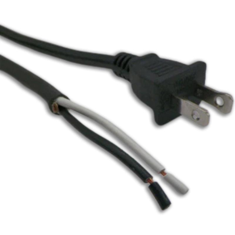 1FT Nema 1-15P to ROJ 7" Strip and Terminal Black Power Cord 18/2 SJTW 10A 125V 105C