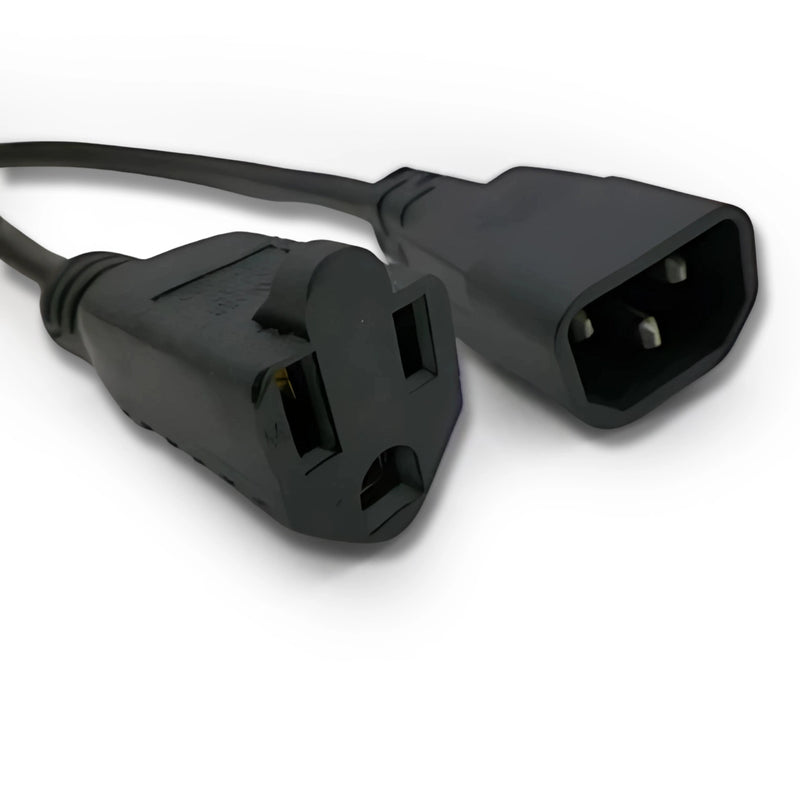 1ft IEC-320 C-14 to Nema 5-15R Computer Cord 18/3 SJTW NA