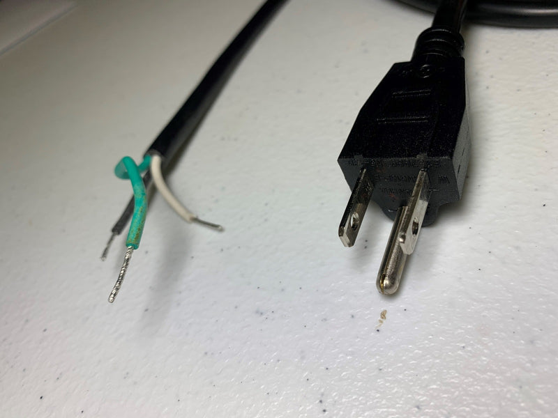 8FT Nema 5-15P to ROJ 3" Shorten/Strip/Tin 18/3 SJTW Power cord 10A 125V