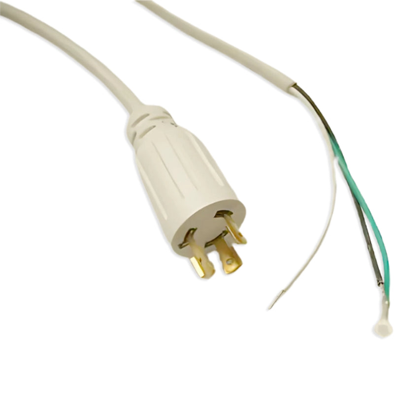 25FT 10 IN NEMA L5-20P to ROJ 5" Strip and Terminal Heavy Duty White Power Cord 16/3 STOOW NA