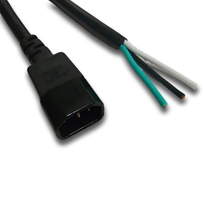 25FT IEC-320 C-14 to ROJ 2in Strip 1/2in Computer Power Cord 16/3 SJTW NA