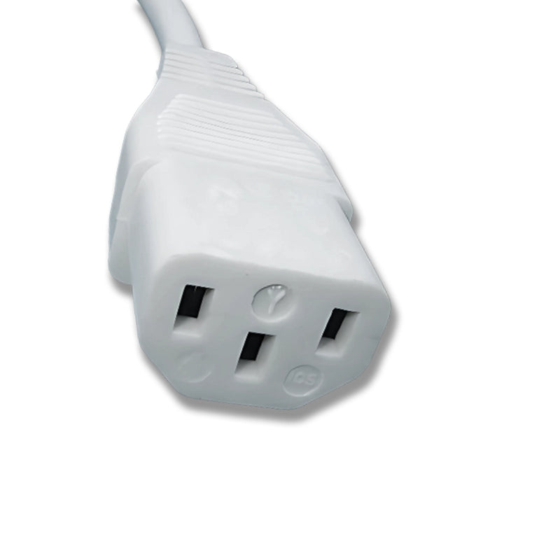 2FT IEC-320 C-14 to IEC-320 C-13 White Computer Power Cord 18/3 SVT NA