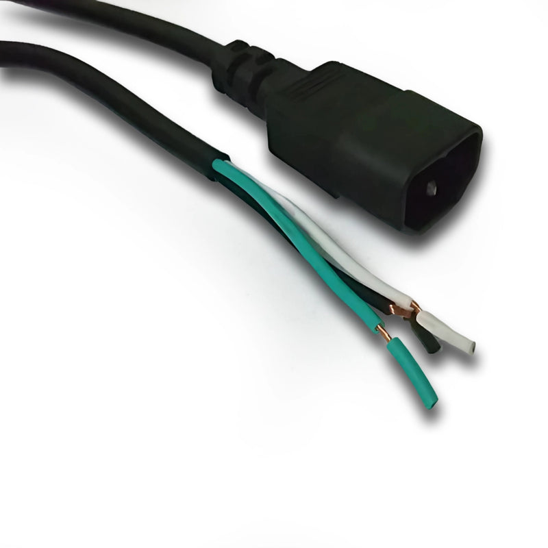 3FT IEC-320 C-14 to ROJ 3" Strip 1/2"Computer Power Cord 18/3 SJTW 10A 250V