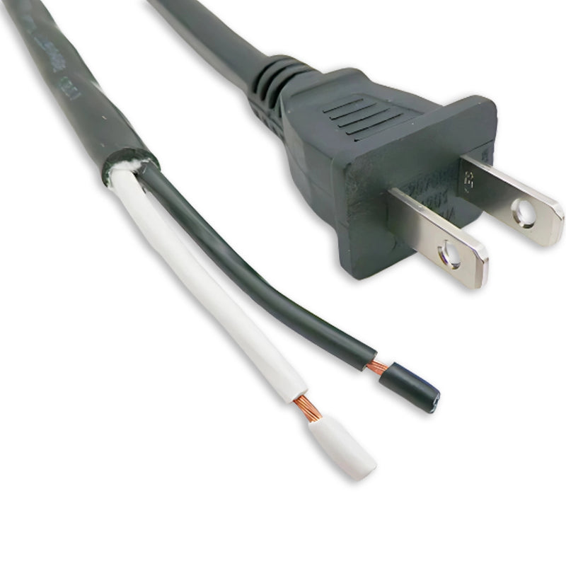 3FT Nema 1-15P Non Polarized to ROJ 1/2IN Strip 14/IN Power Cord 18/2 SJTW NA