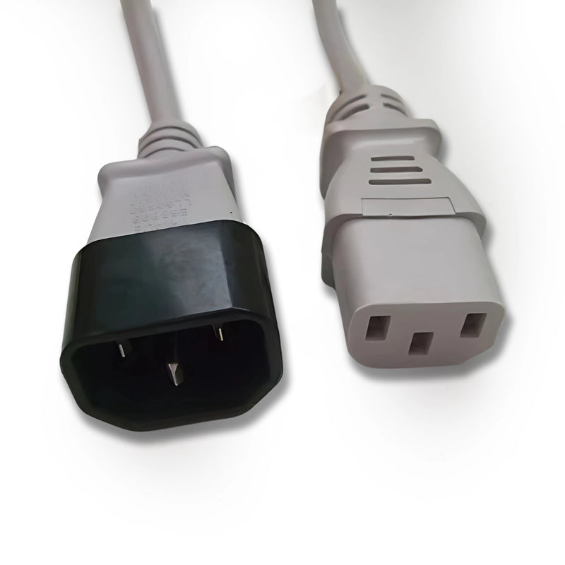 3FT IEC-320 C-14 to IEC-320 C-13 Gray Computer Power Cord 18/3 SVT NA