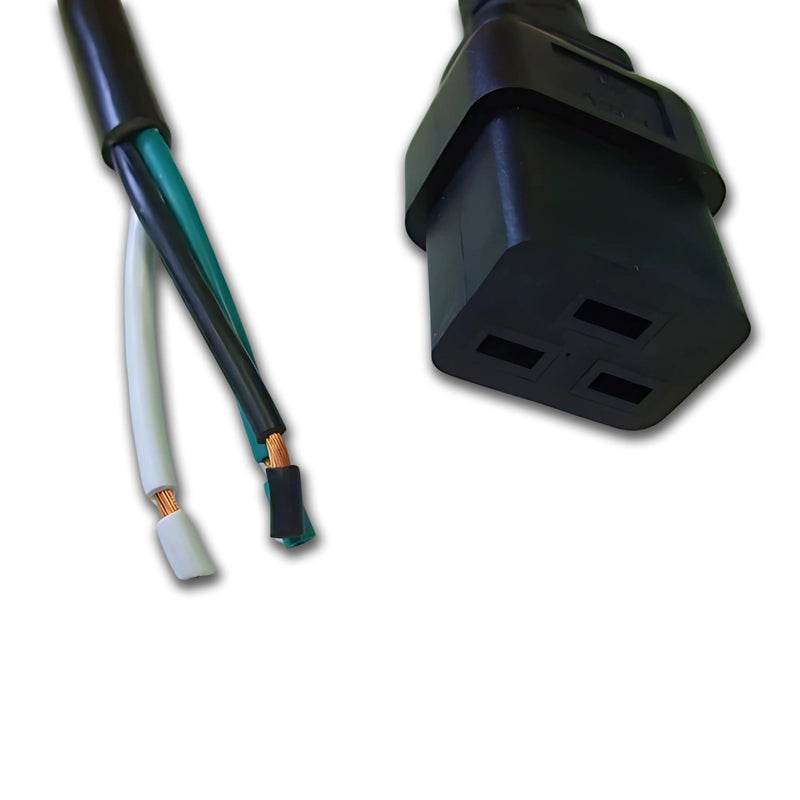3FT IEC-320 C-19 Right Angle to ROJ 211/2 IN Strip 3/8IN Computer Power Cord 14/3 SJTW NA