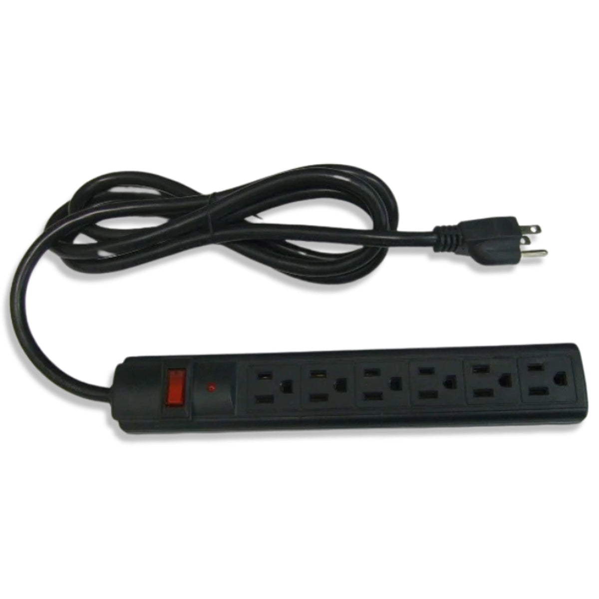 3 ft NEMA 5-15P TO 6 Outlet Black Surge Suppressor - Americord