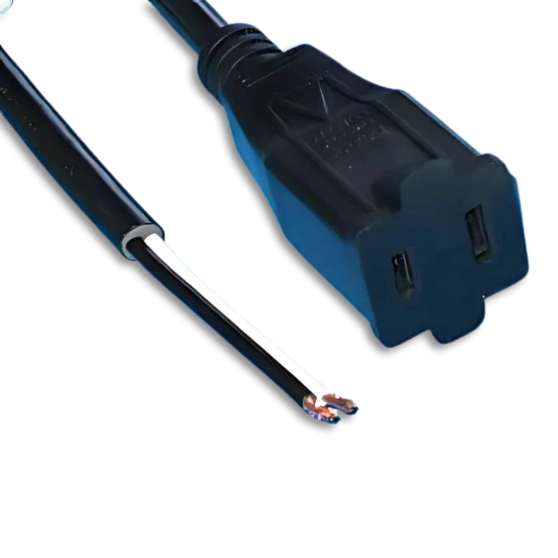 3FT ROJ 2IN Strip 1/4IN to Nema 1-15R  Power Cord 18/2 SJTW NA