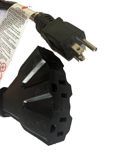 2FT Nema 5-15P to Nema 5-15TT Fan Style Heavy Duty Black Extension Cord 12/3 STOW NA 20A 125V