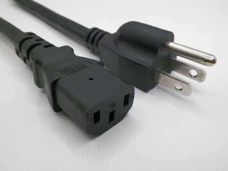 1FT 4IN NEMA 5-15P to IEC-320 C-13 Black Computer Power Cord 16/3 SJTW NA 13A 125V
