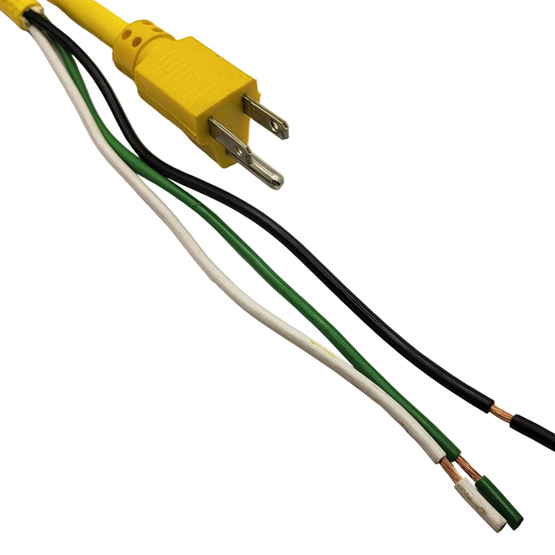 4FT 2IN Nema 5-15P to ROJ 8IN Strip 1/2IN Yellow Power Cord 14/3 SJTOW NA 15A 125V