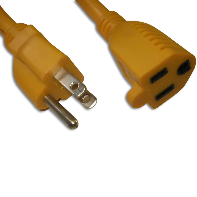 50FT Nema 5-15P to Nema 5-15R Yellow Extension Cord 16/3 SJTW NA 13A 125V