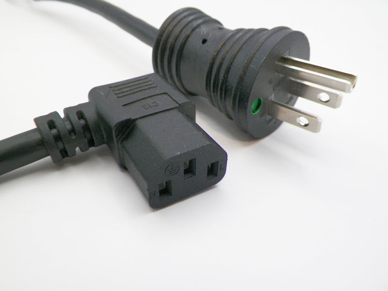 3FT NEMA 5-15PH to IEC-320 C-13 Right Angle Hospital Computer Power Cord 16/3 SJTOW NA