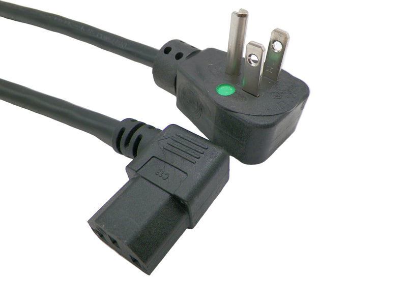 12FT Nema 5-15P Hospital Right Angle to IEC 320 C-13 LA 16/3 SJTOW Computer Power Cord 13A 125V
