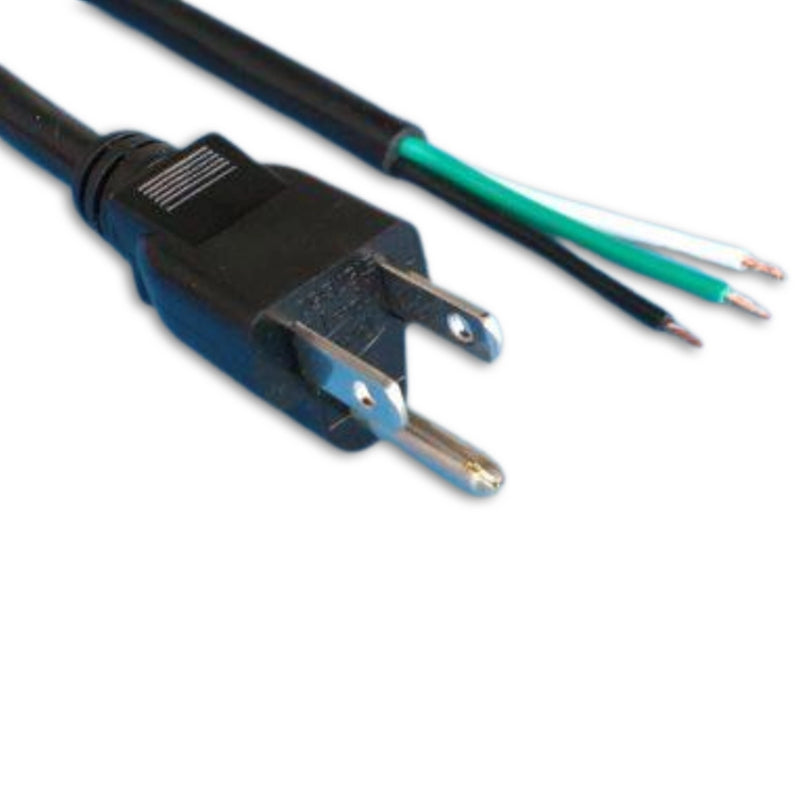 5FT Nema 5-15P to ROJ 2IN Strip 1/4IN Power Cord 18/3 SJTW NA 10A 125V