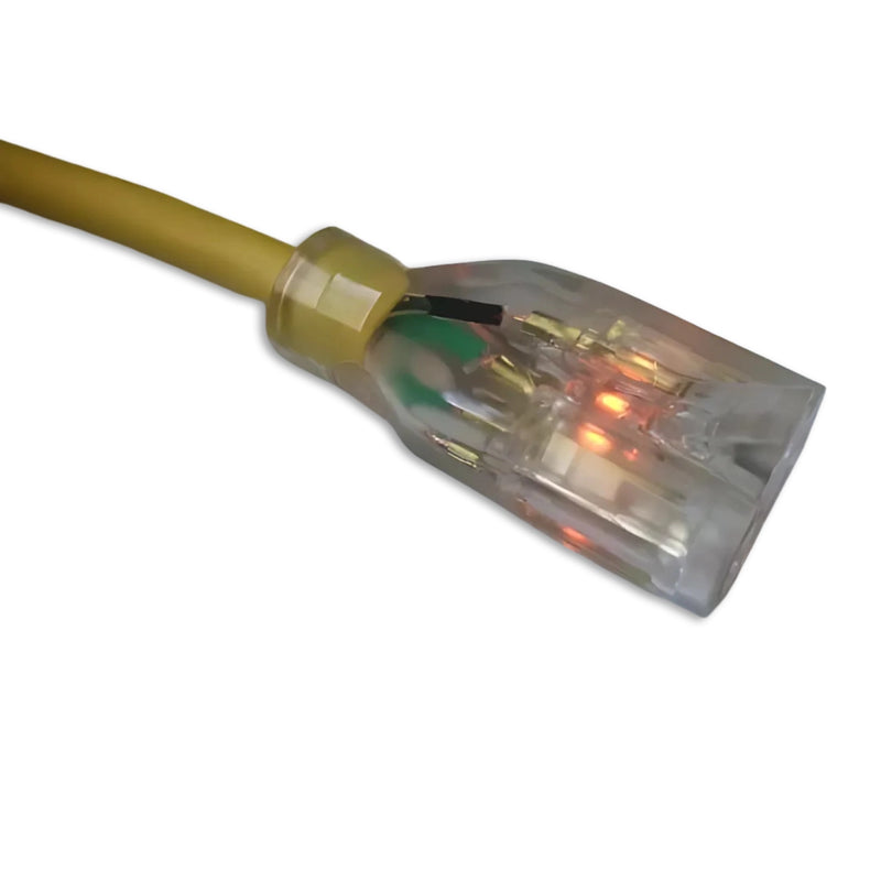 50FT Nema 5-15P to Nema 5-15R Lighted Yellow Extension Cord 16/3 SJTW NA 13A 125V Printed On