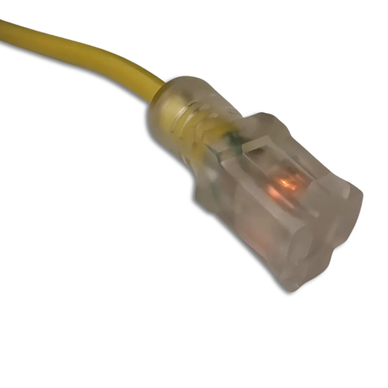 50FT Nema 5-15P to Nema 5-15R Lighted Yellow Extension Cord 14/3 SJTW NA 15A 125V