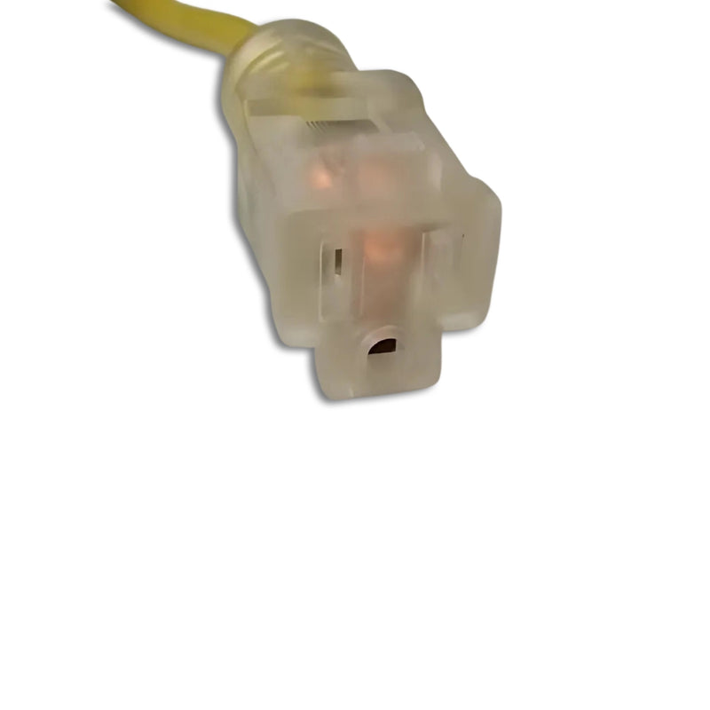 50FT Nema 5-15P to Nema 5-15R Lighted Yellow Extension Cord 14/3 SJTW NA 15A 125V