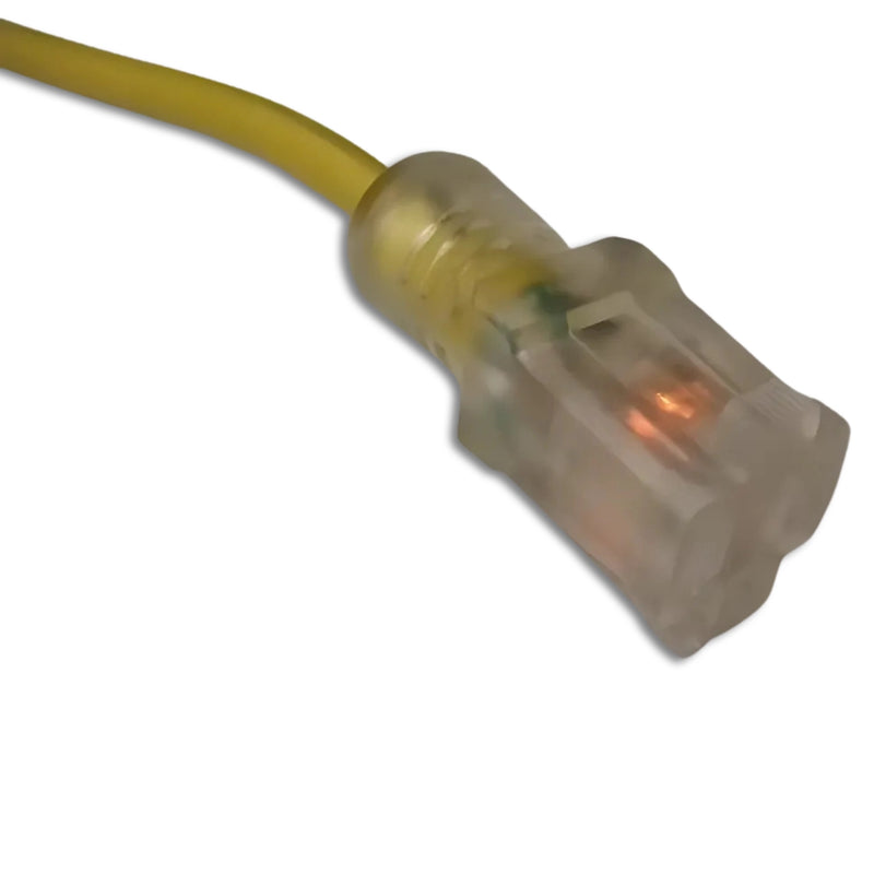 100FT Nema 5-15P to Nema 5-15R Lighted Yellow Extension Cord 14/3 SJTW NA 15A 125V