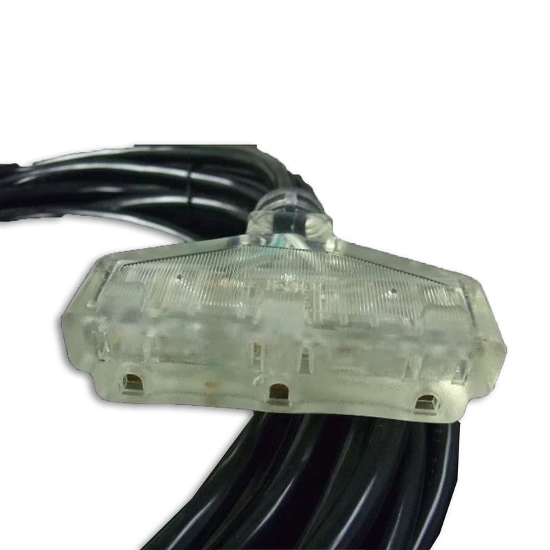 50FT Nema 5-15P to Nema 5-15TT Fan Style Black Lighted Extension Cord 12/3 SJTW NA 20A 125V