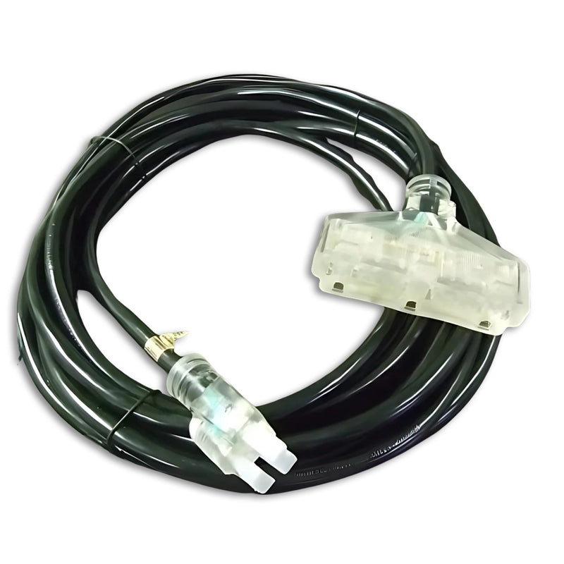 50FT Nema 5-15P to Nema 5-15TT Fan Style Black Lighted Extension Cord 12/3 SJTW NA 20A 125V