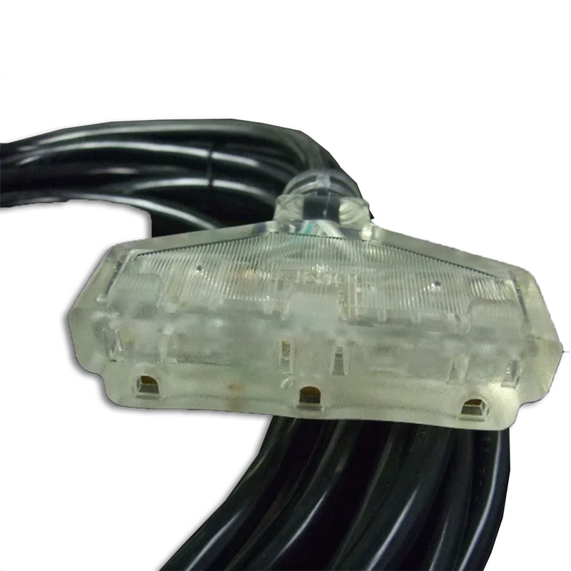 75FT Nema 5-15P to Nema 5-15TT Fan Style Black Lighted Extension Cord 12/3 SJTW NA 20A 125V