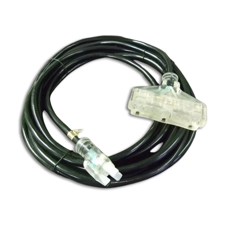 100FT Nema 5-15P to Nema 5-15TT Fan Style Black Lighted Extension Cord 12/3 SJTW NA 20A 125V