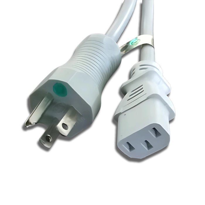 6FT NEMA 5-15PH to IEC-320 C-13 Gray Hospital Computer Power Cord 18/3 SJTW NA