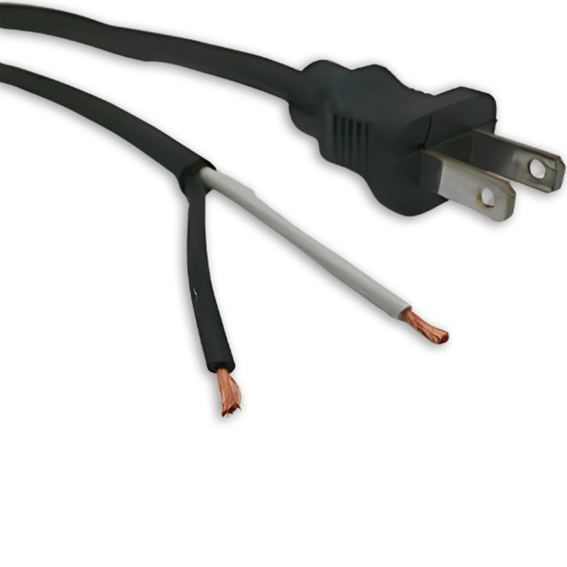 6FT Nema 1-15P to ROJ 2IN Strip 1/4IN Non Polarized Power Cord 18/2 SJTW NA