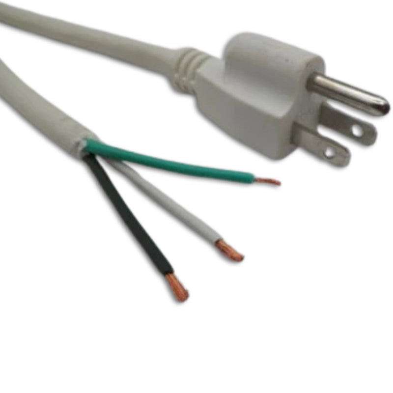 6FT Nema 5-15P to ROJ 2IN Strip 1/4IN White Power Cable 18/3 SJTW NA 10a 125v