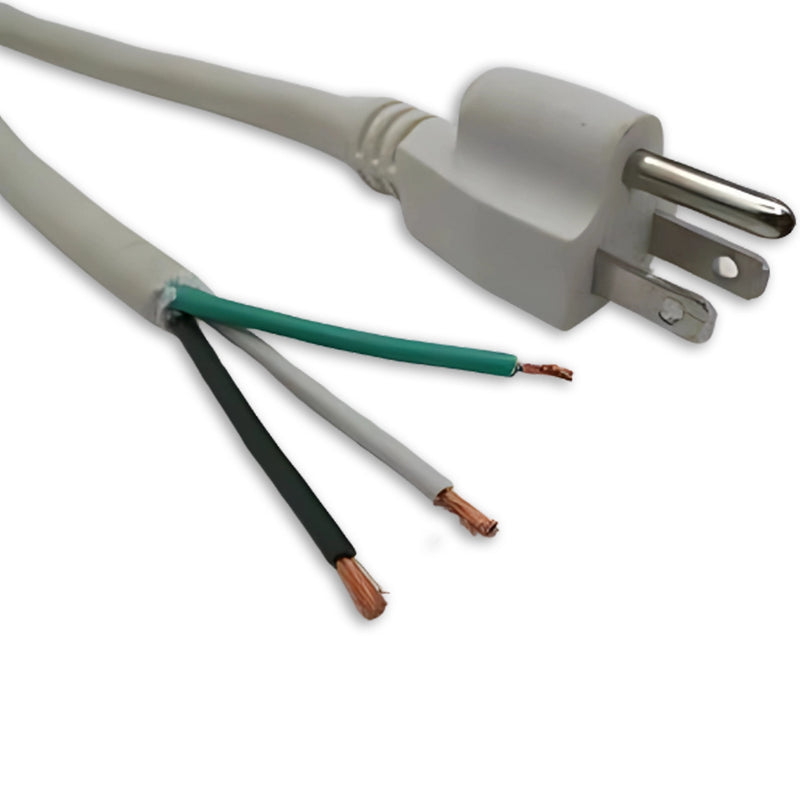 8FT Nema 5-15P to ROJ 2IN Strip 1/4IN Power Cord 14/3 SJTOW White NA 15A 125V